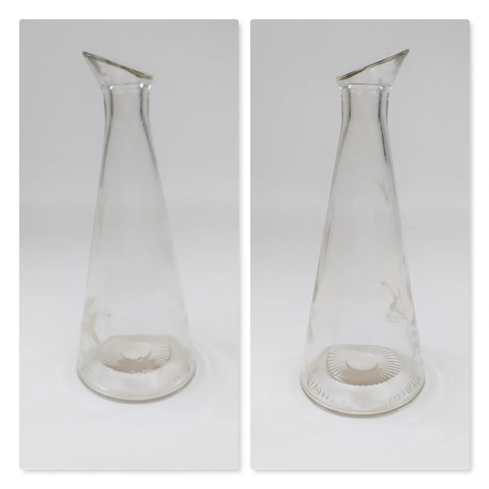 Vintage Glass Decanter with Etched Ducks